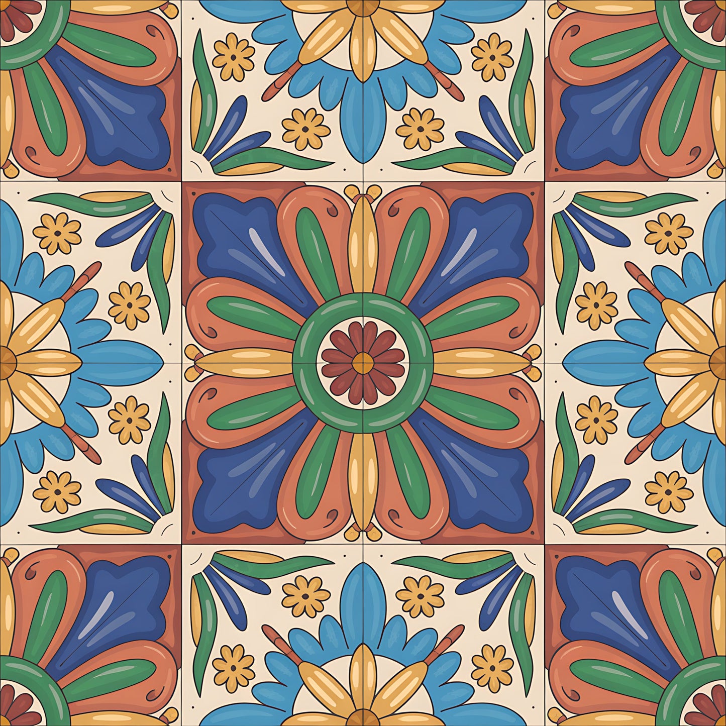 Mexican Talavera Pattern 28 Quilting Cotton Fabric