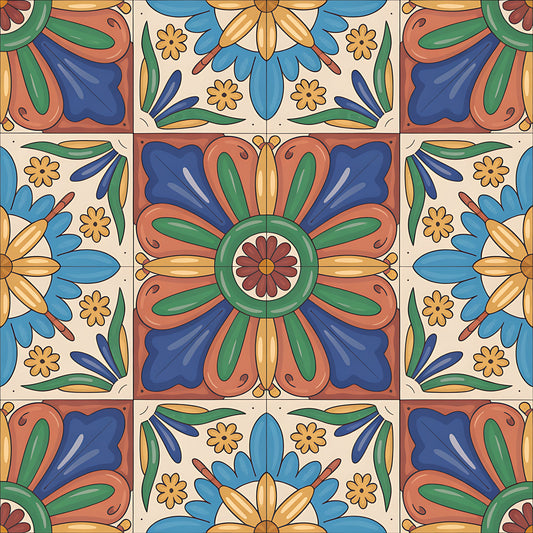 Mexican Talavera Pattern 28 Quilting Cotton Fabric