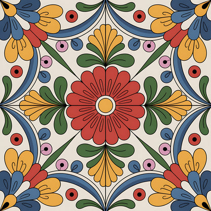 Mexican Talavera Pattern 3 Quilting Cotton Fabric