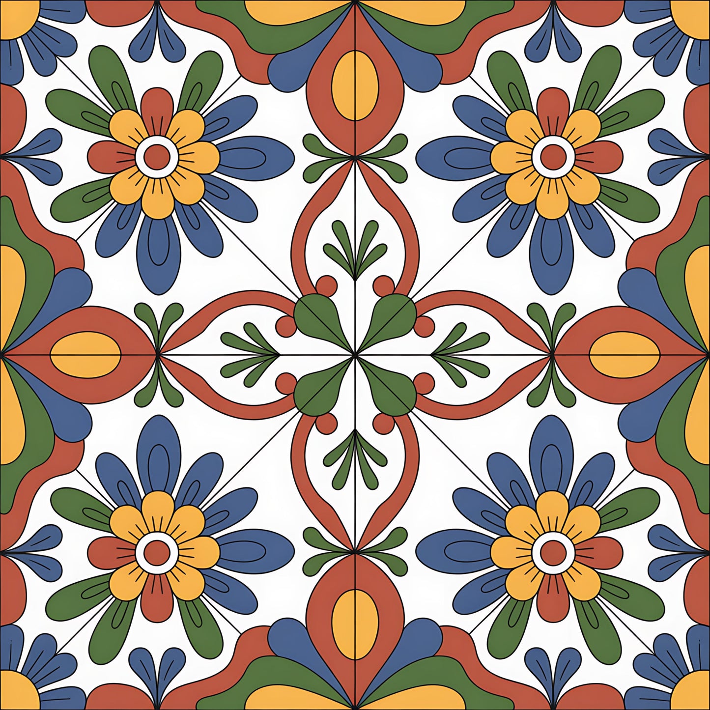 Mexican Talavera Pattern 31 Quilting Cotton Fabric