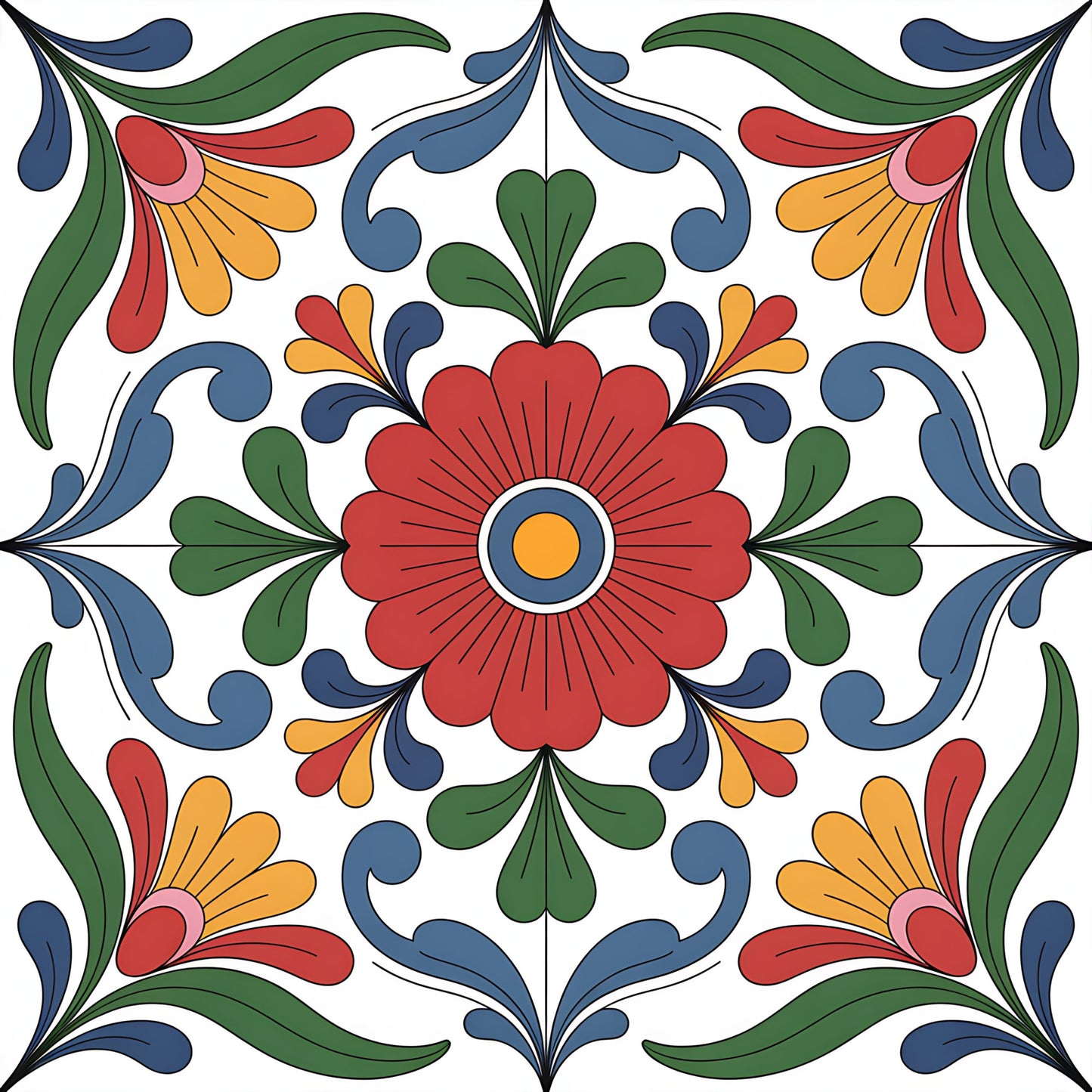 Mexican Talavera Pattern 4 Quilting Cotton Fabric