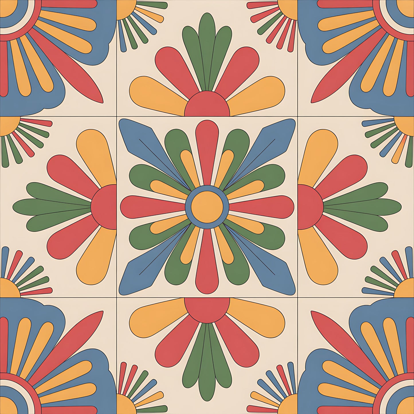 Mexican Talavera Pattern 5 Quilting Cotton Fabric