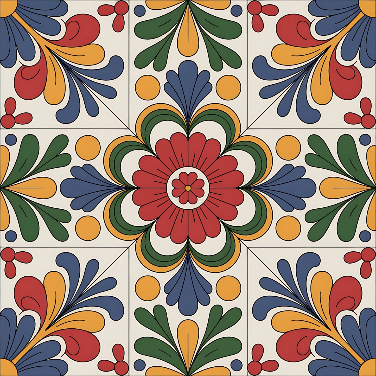 Mexican Talavera Pattern 7 Quilting Cotton Fabric