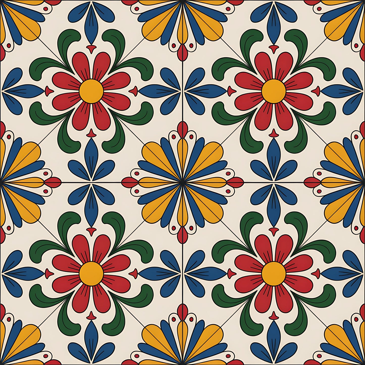 Mexican Talavera Pattern 8 Quilting Cotton Fabric