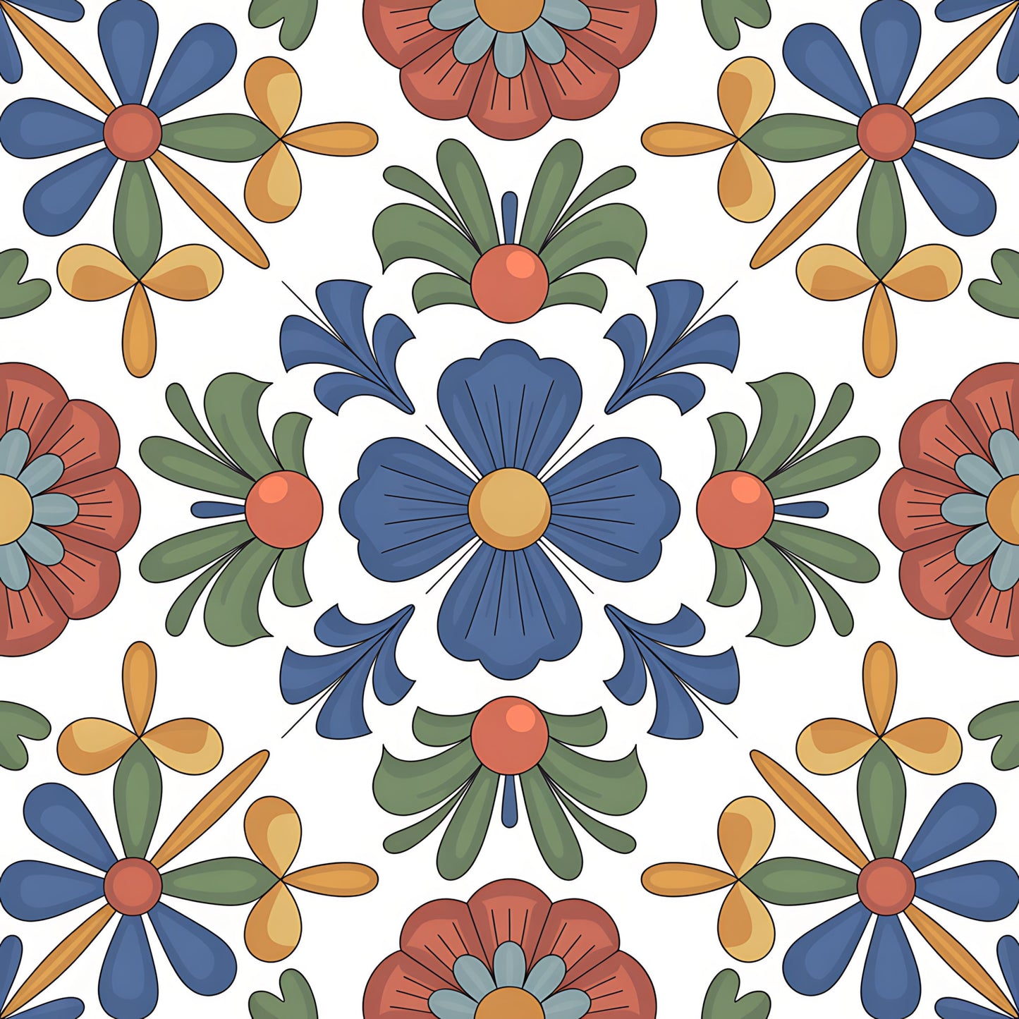 Mexican Talavera Pattern 9 Quilting Cotton Fabric