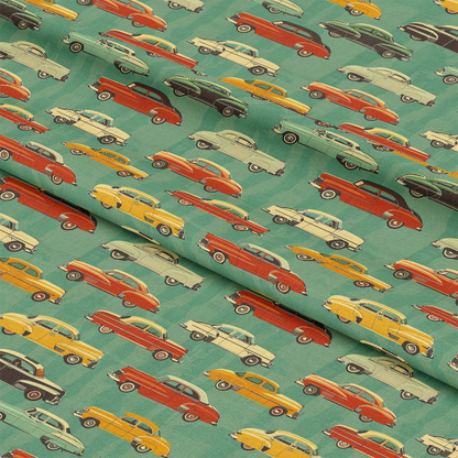 Midcentury Cars Pattern 1 Quilting Cotton Fabric