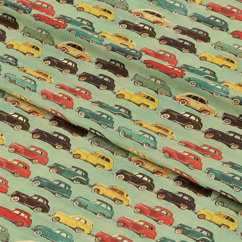 Midcentury Cars Pattern 2 Quilting Cotton Fabric