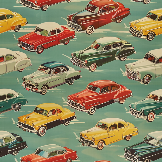 Midcentury Cars Pattern 3 Quilting Cotton Fabric