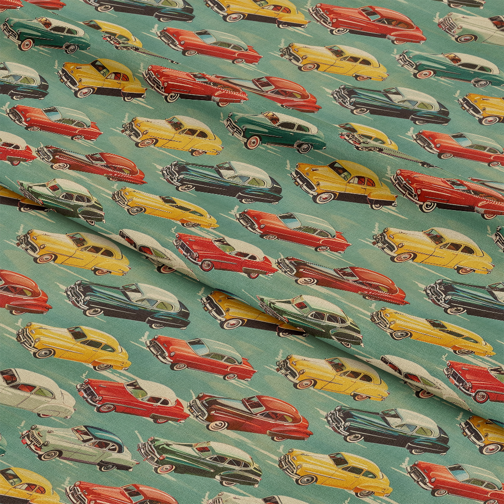 Midcentury Cars Pattern 3 Quilting Cotton Fabric