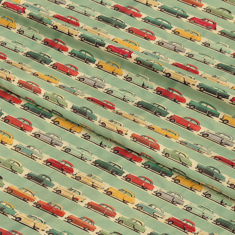 Midcentury Cars Pattern 4 Quilting Cotton Fabric