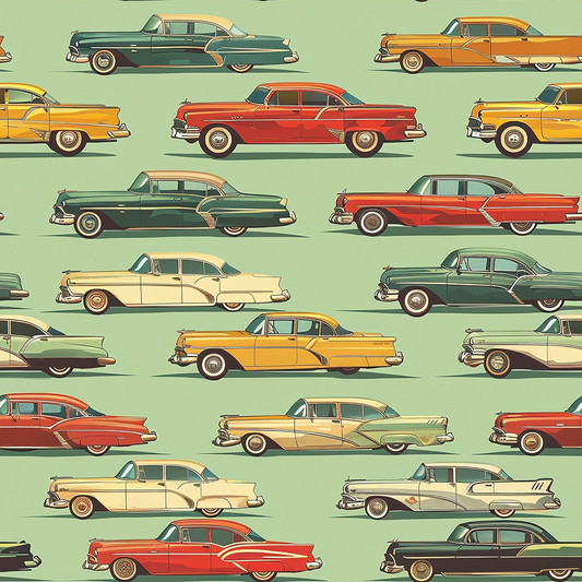 Midcentury Cars Pattern 5 Quilting Cotton Fabric