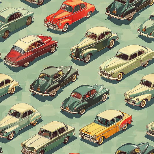 Midcentury Cars Pattern 7 Quilting Cotton Fabric