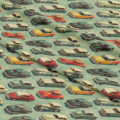 Midcentury Cars Pattern 7 Quilting Cotton Fabric