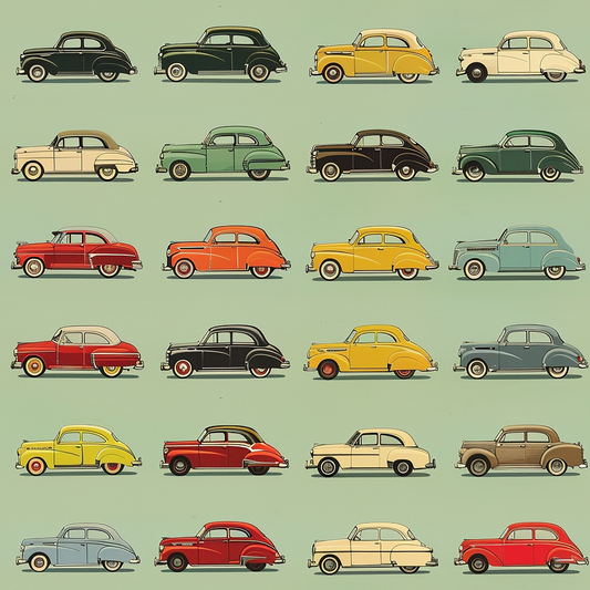 Midcentury Cars Pattern 8 Quilting Cotton Fabric