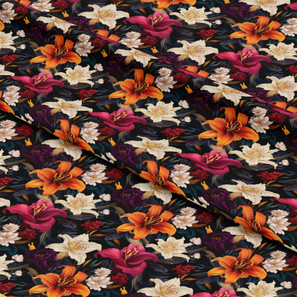 Midnight Floral Garden Pattern 10 Quilting Cotton Fabric