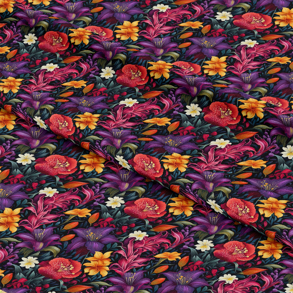 Midnight Floral Garden Pattern 11 Quilting Cotton Fabric