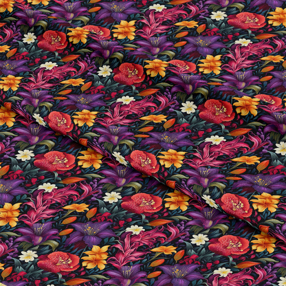 Midnight Floral Garden Pattern 11 Quilting Cotton Fabric