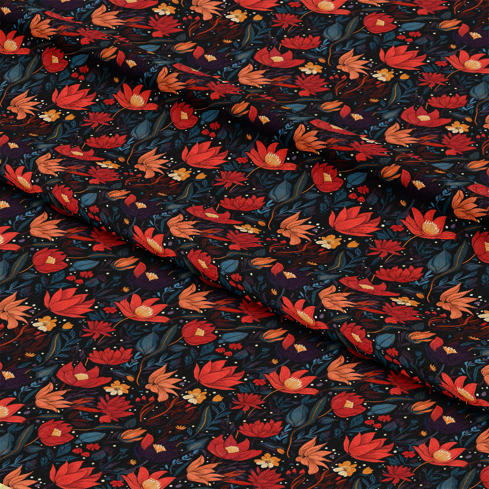 Midnight Floral Garden Pattern 12 Quilting Cotton Fabric