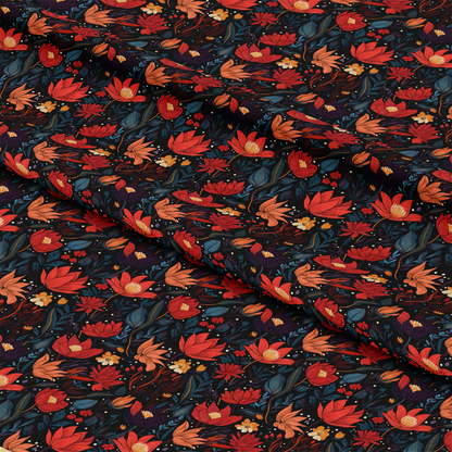 Midnight Floral Garden Pattern 12 Quilting Cotton Fabric