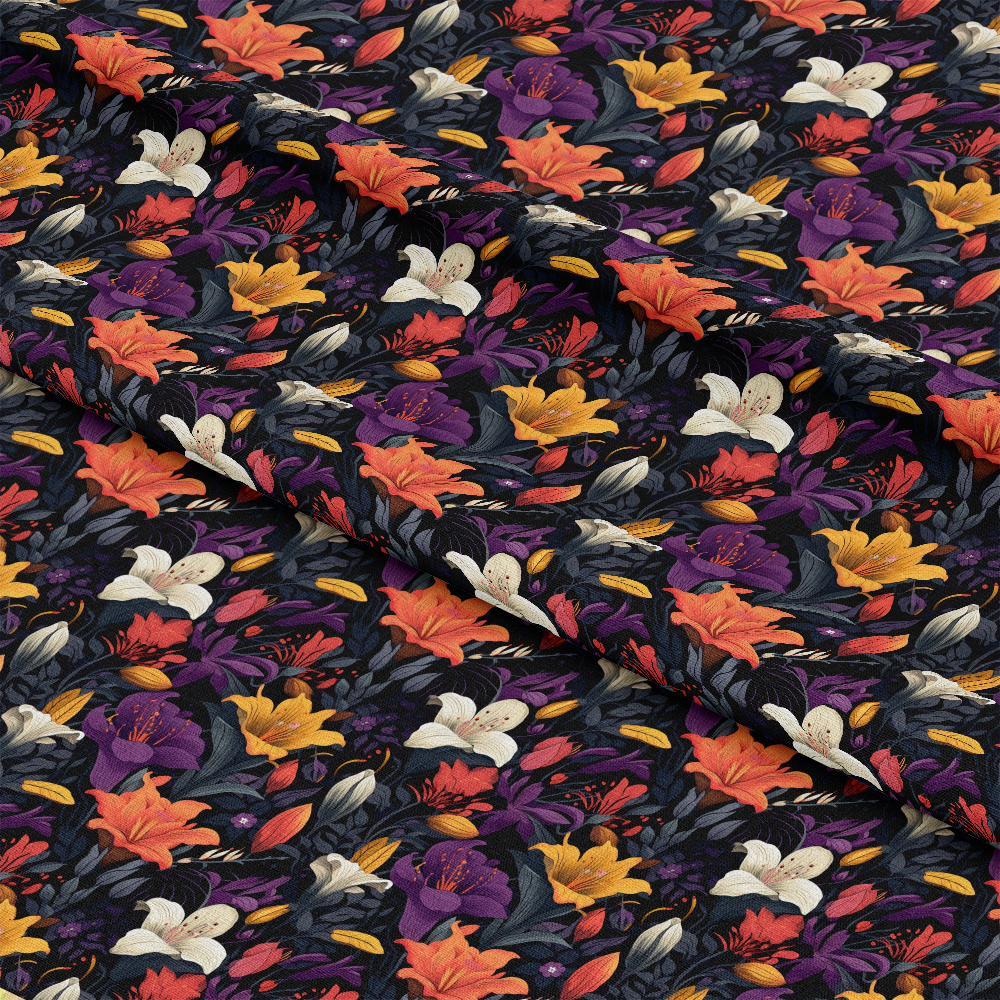 Midnight Floral Garden Pattern 1 Quilting Cotton Fabric
