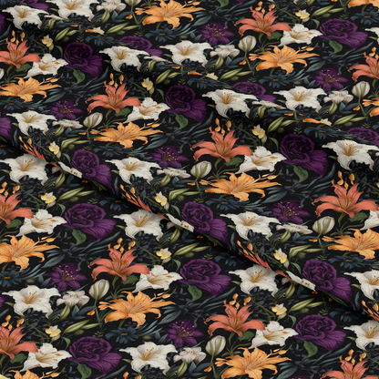 Midnight Floral Garden Pattern 2 Quilting Cotton Fabric