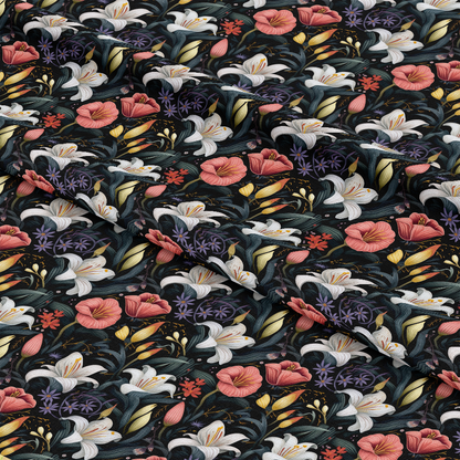 Midnight Floral Garden Pattern 5 Quilting Cotton Fabric
