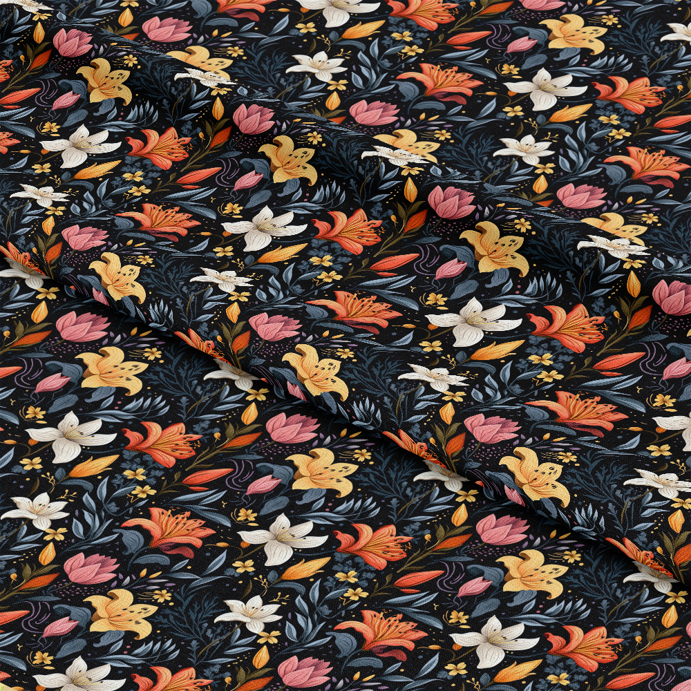 Midnight Floral Garden Pattern 8 Quilting Cotton Fabric