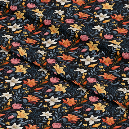 Midnight Floral Garden Pattern 8 Quilting Cotton Fabric