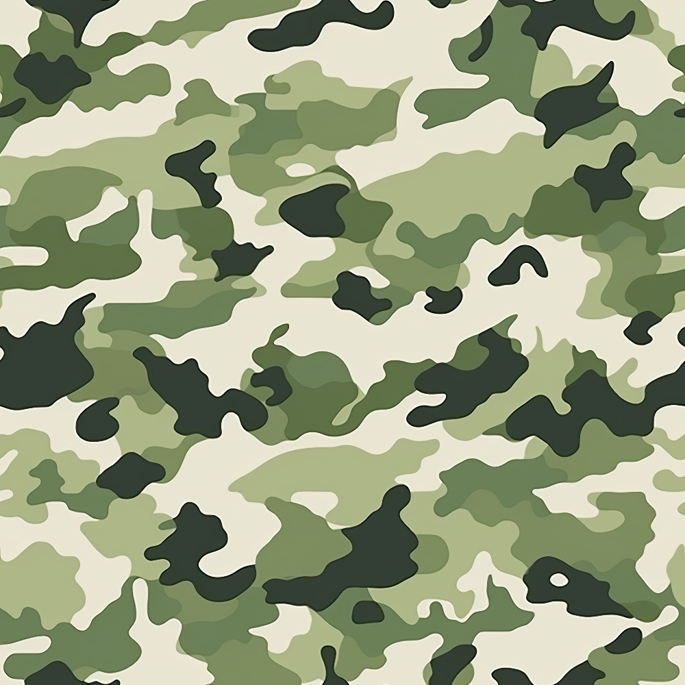 Green and beige camouflage pattern featuring irregular shapes and varying shades of green.