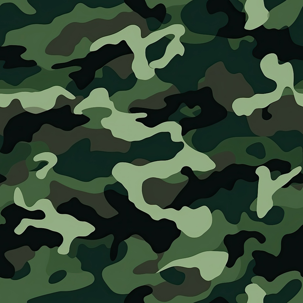 Green and black camouflage pattern with irregular shapes.