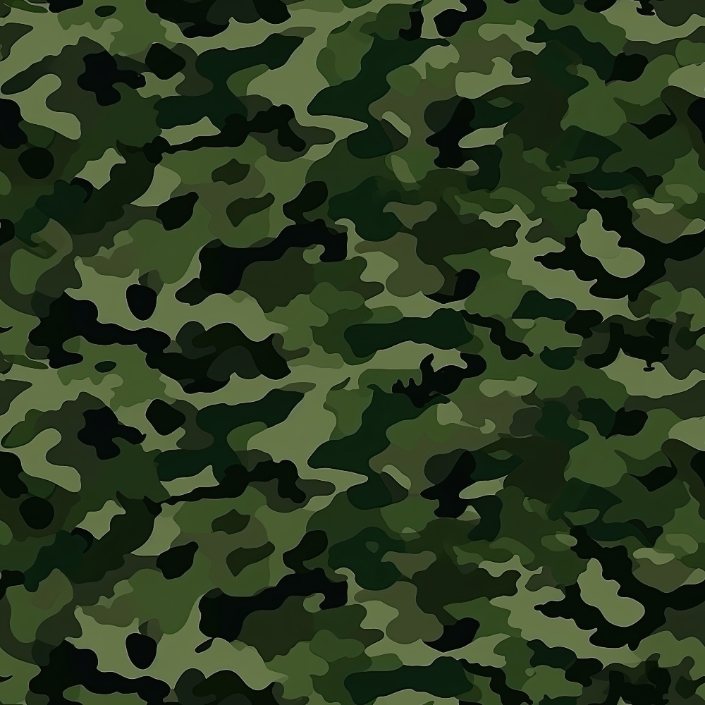 A seamless green and black camouflage pattern with irregular shapes.