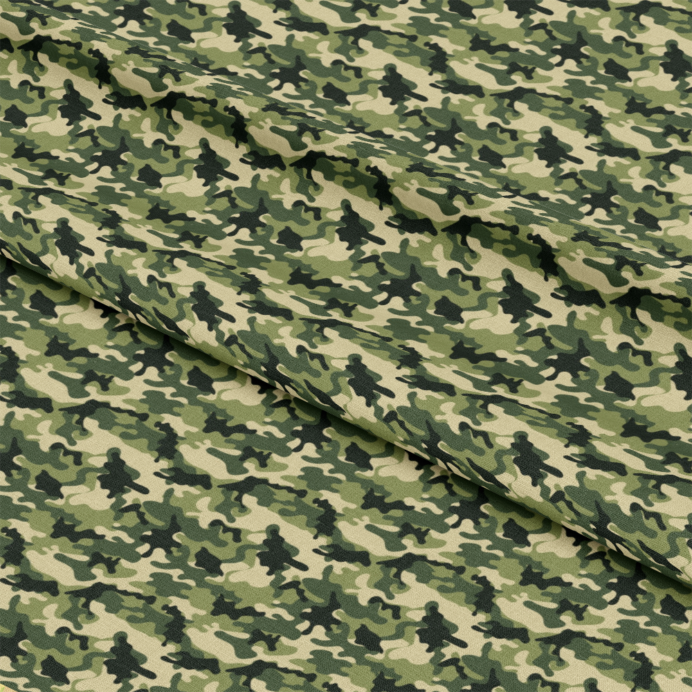 - Military Camouflage Pattern 18 Quilting Cotton Fabric
- Camouflage design
- Green, beige, black colors
- Cotton textile
- Quilting material
- Yardage fabric
- Outdoor style
- Nature-inspired pattern
- Army camo print
- Durable cotton cloth