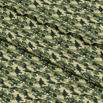 - Military Camouflage Pattern 18 Quilting Cotton Fabric
- Camouflage design
- Green, beige, black colors
- Cotton textile
- Quilting material
- Yardage fabric
- Outdoor style
- Nature-inspired pattern
- Army camo print
- Durable cotton cloth