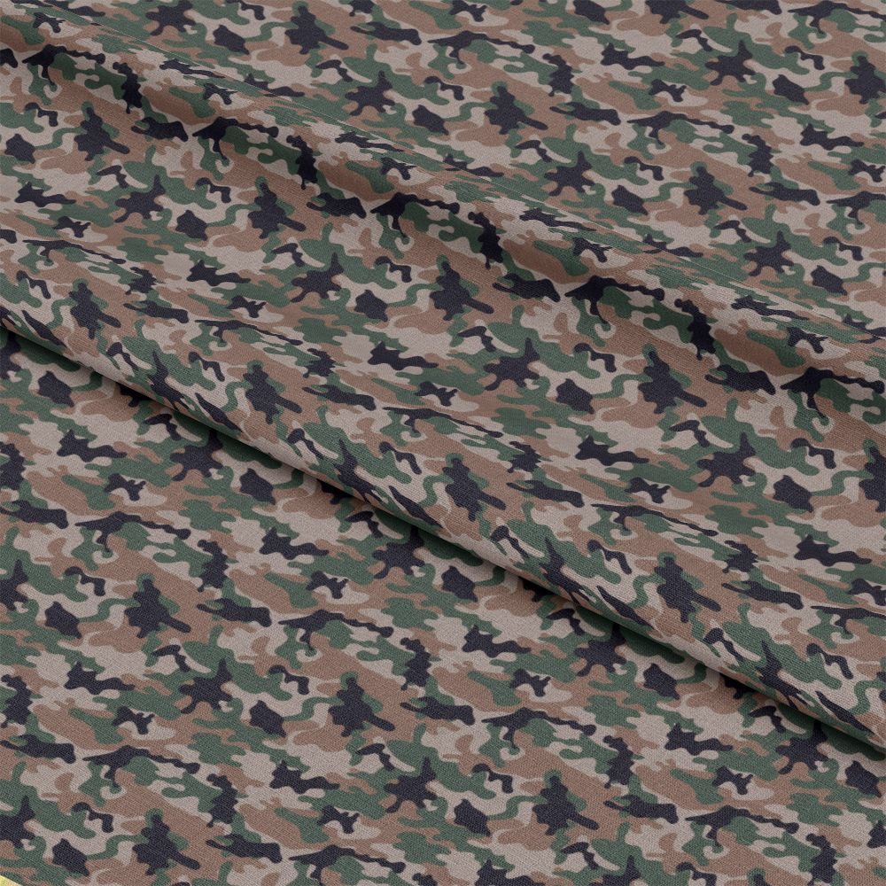 - Military Camouflage Pattern 19 Quilting Cotton Fabric  
- camouflage design  
- cotton textile  
- quilting material  
- green, brown, beige, black colors  
- woodland style  
- fabric yardage  
- American printed cotton fabric  
- durable quilting fabric
