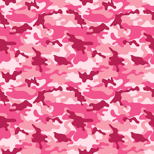 Pink and red camouflage pattern with abstract, irregular shapes in various shades.