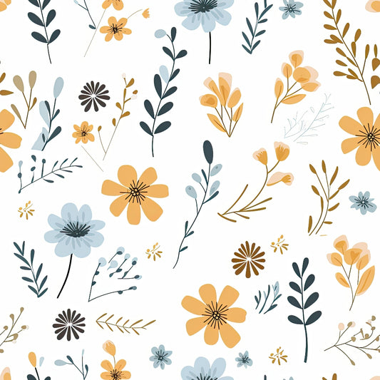 Minimalist Boho Flowers Pattern 11 Quilting Cotton Fabric