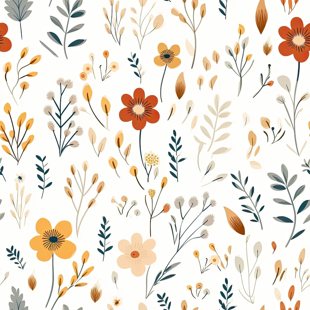 Minimalist Boho Flowers Pattern 12 Quilting Cotton Fabric