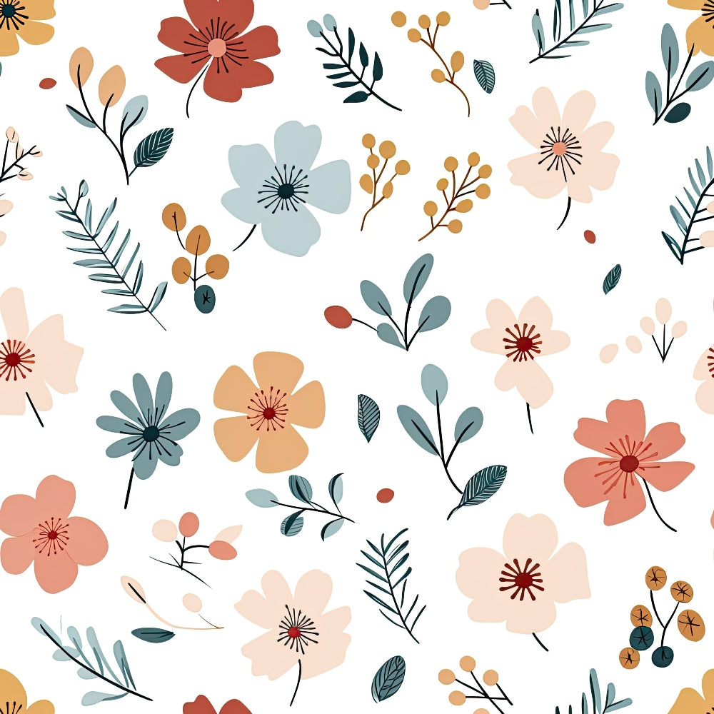 Minimalist Boho Flowers Pattern 2 Quilting Cotton Fabric