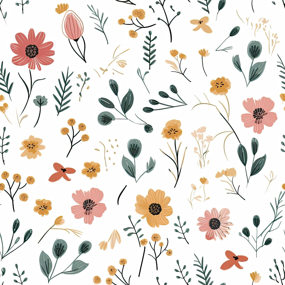 Minimalist Boho Flowers Pattern 3 Quilting Cotton Fabric