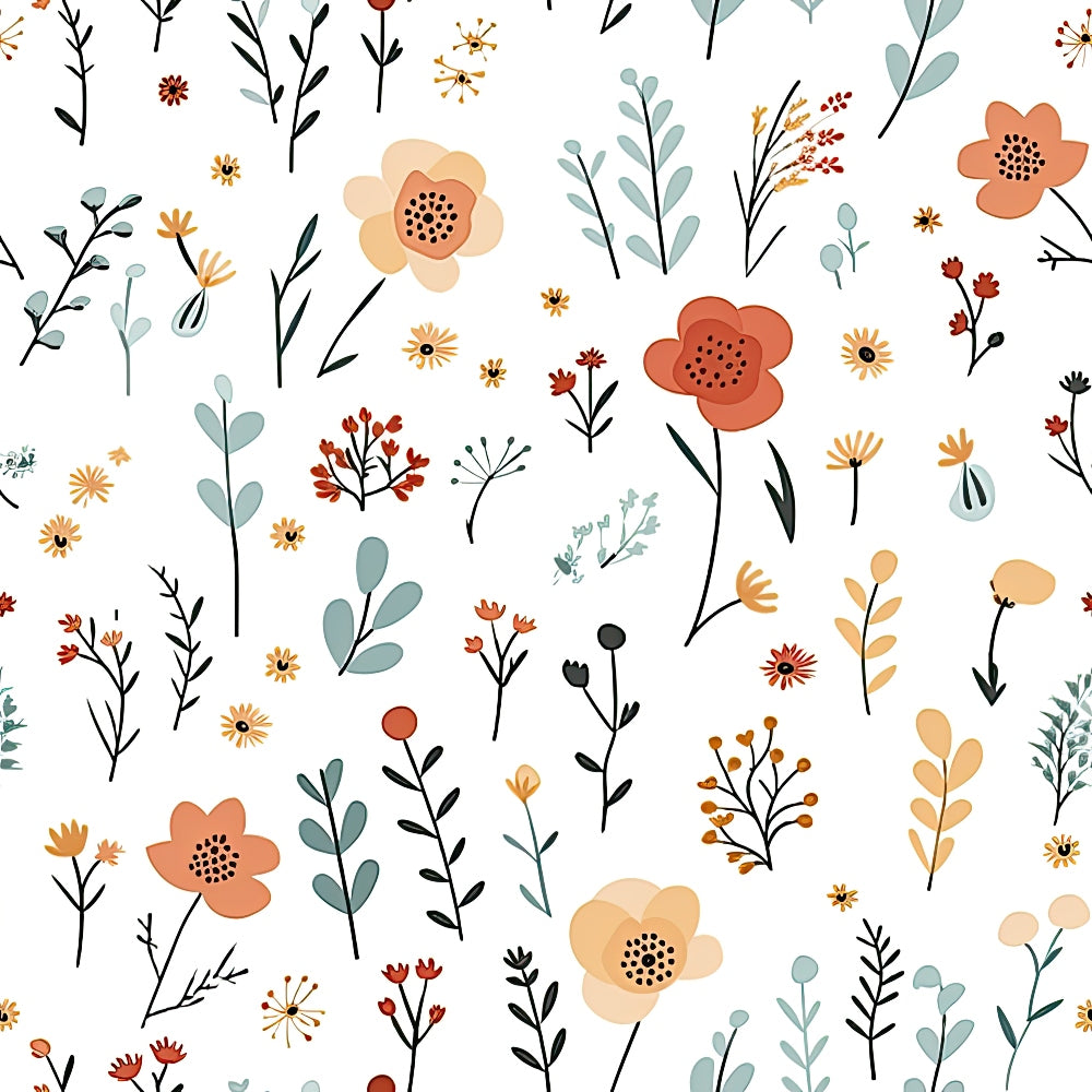 Minimalist Boho Flowers Pattern 6 Quilting Cotton Fabric