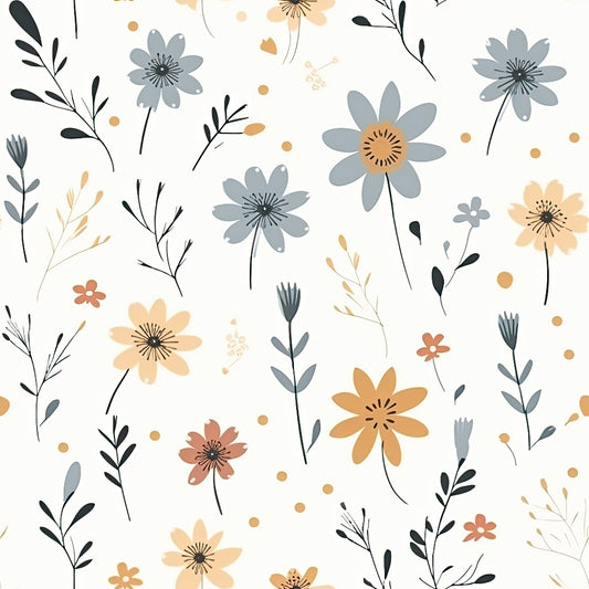 Minimalist Boho Flowers Pattern 7 Quilting Cotton Fabric