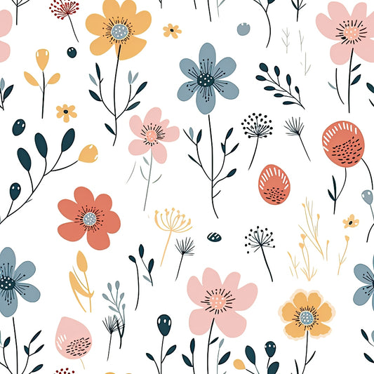 Minimalist Boho Flowers Pattern 8 Quilting Cotton Fabric