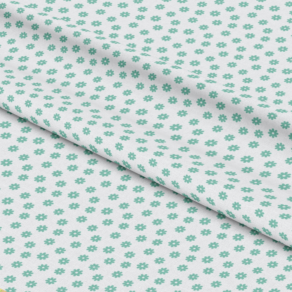 Mint Daisies Quilting Cotton Fabric