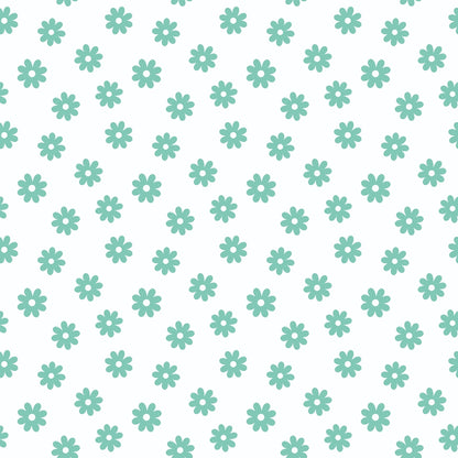 Mint Daisies Quilting Cotton Fabric