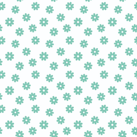 Mint Daisies Quilting Cotton Fabric