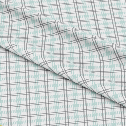 Mint Grey and White Plaid Pattern 10 Quilting Cotton Fabric