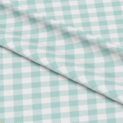 Mint Grey and White Plaid Pattern 11 Quilting Cotton Fabric