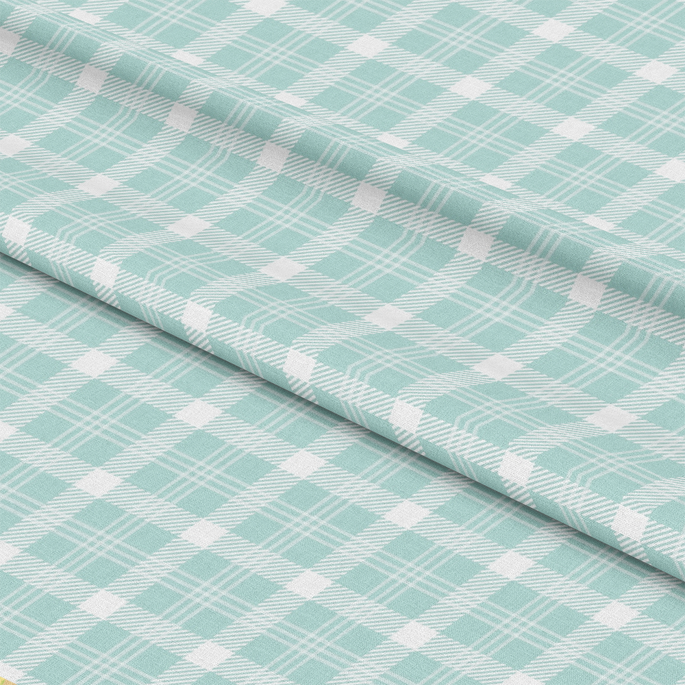 Mint Grey and White Plaid Pattern 12 Quilting Cotton Fabric