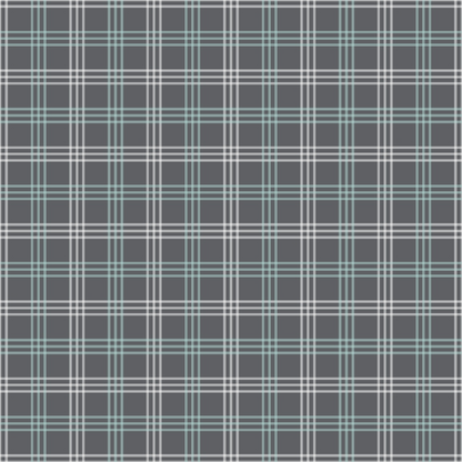 A plaid pattern with dark gray, white, and light blue stripes forming a grid.