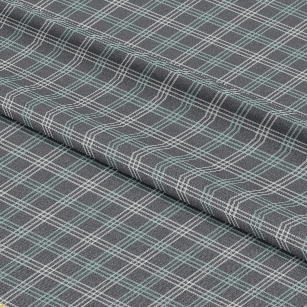 Mint Grey and White Plaid Pattern 13 Quilting Cotton Fabric